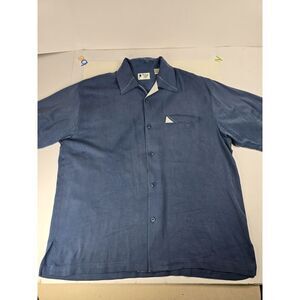 Men's Vintage Silk Circa 1969‎ Button Up Shirt 100% Silk Diamond Print L Large